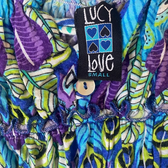 Colorful Peacock Print Mini Dress - Picture 2 of 3